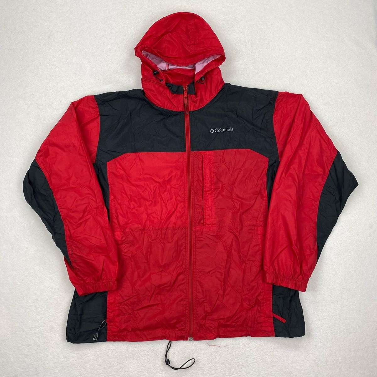 Columbia Jacket Mens Size XL Red Black Zip Up Windbreaker Zip Up