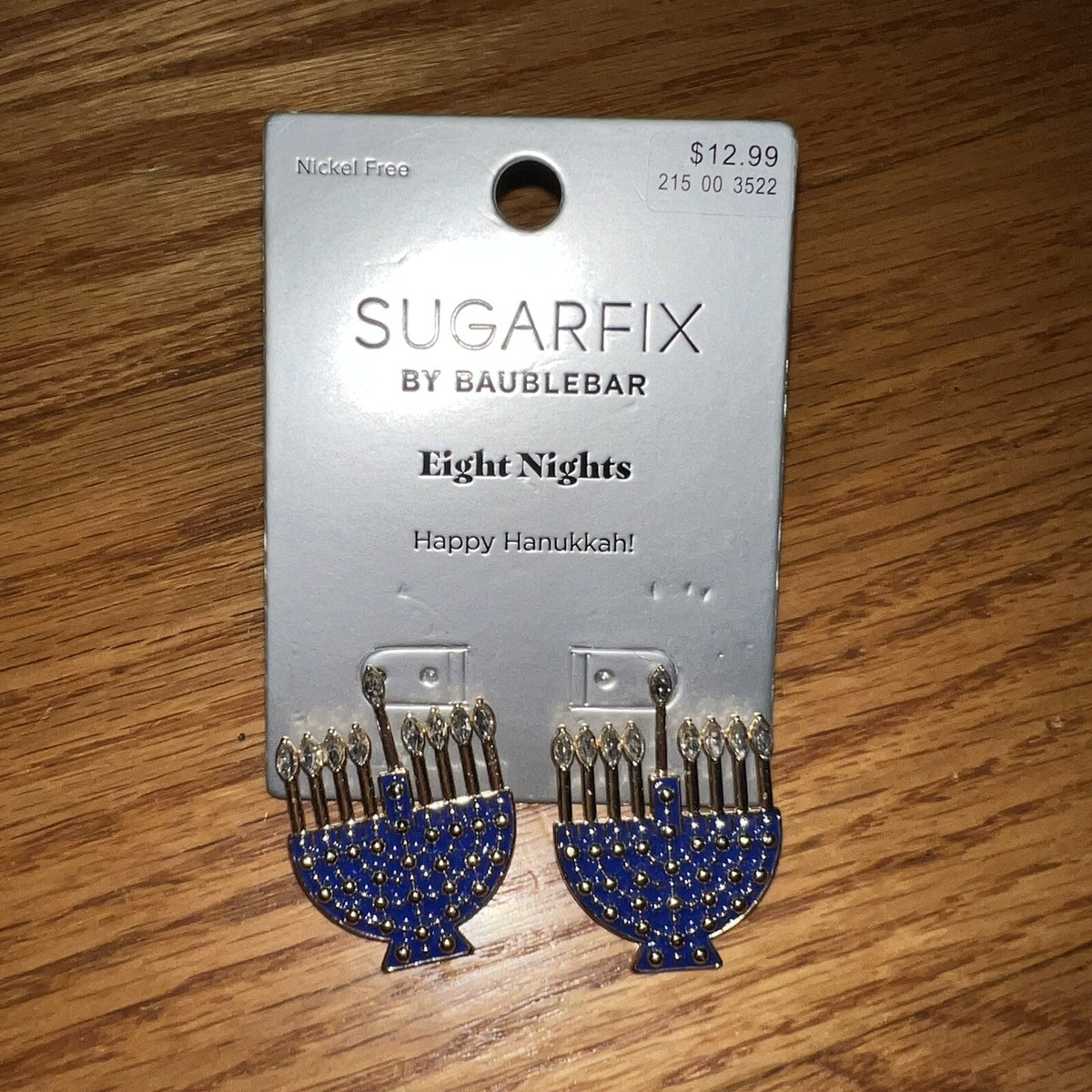 New SUGARFIX by BaubleBar Eight Nights Happy Hanukkah Statement Earrings  Blue