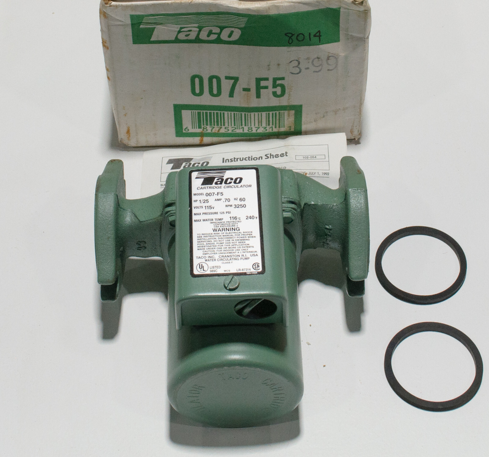 Circulateur De Chauffage Taco 007-F5 – 1/25 CV – En Fonte – Occasion En Bon état De Fonctionnement