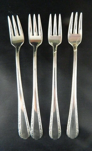 ** 4 INTERNATIONAL STERLING SILVER MOONGLOW COCKTAIL FORKS  5 1/2" **