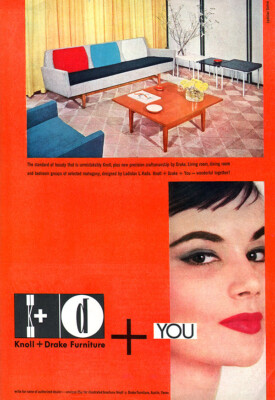 Knoll and Drake Mid Century Modern Living Room Ladislav L Rado 1955 Magazine Ad