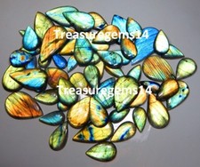 Labradorite Pear" 250 Ct 100 Natural Wholesale Lot Multi Fire Cabochon Gemstone
