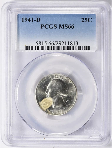 1941 D Washington Quarter Dollar PCGS MS66