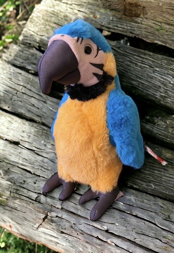 Blue Yellow Macaw Parrot Soft Plush Toy 9.5 Inch Stuffed Bird Animal