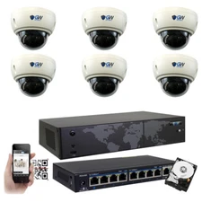 8CH NVR (6) 4K 8MP Motorized Zoom Microphone IP POE Dome Security Camera System