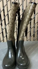 Coach Tristee Lace-Up Corset Signature Print Rain Boots Women’s 7 Waterproof
