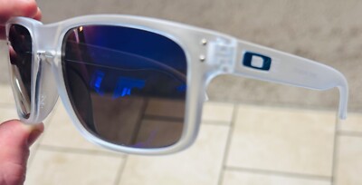 Oakley Gibson Polished Clear Frame with Prizm Sapphire Lens Men's Sunglasses...