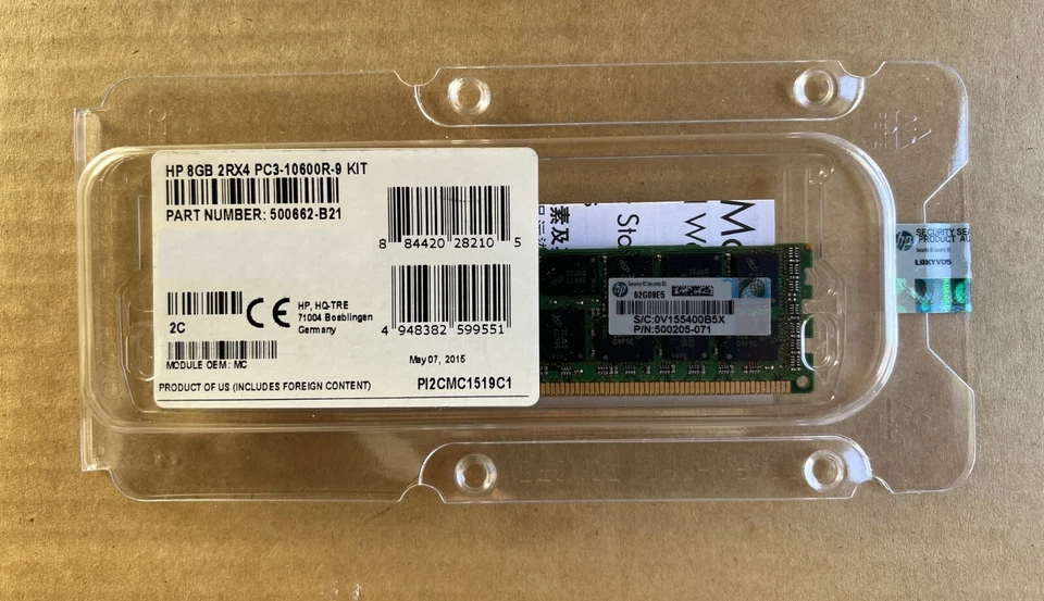 HP 8GB PC3-10600 DDR3-1333MHz ECC Memory P/N 500662-B21 - Image 2 of 2