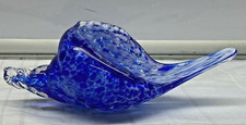 Conch Sea Shell Abstract Art Glass Blue White Figurine New Handblown 9.5" New