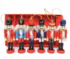 6pcs 12cm Wooden Nutcracker Puppet Soldier Gift Christmas Ornaments Party Décor