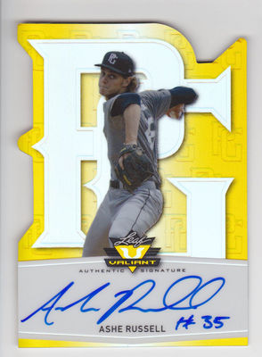 ASHE RUSSELL 2014 Leaf Valiant Perfect Game Die Cut Gold Rookie Auto #D 3/5 RC