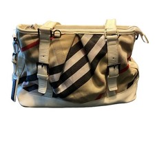 Burberry Nova Check Blue Label Leather Tan Beige handbag White Japan VTG 