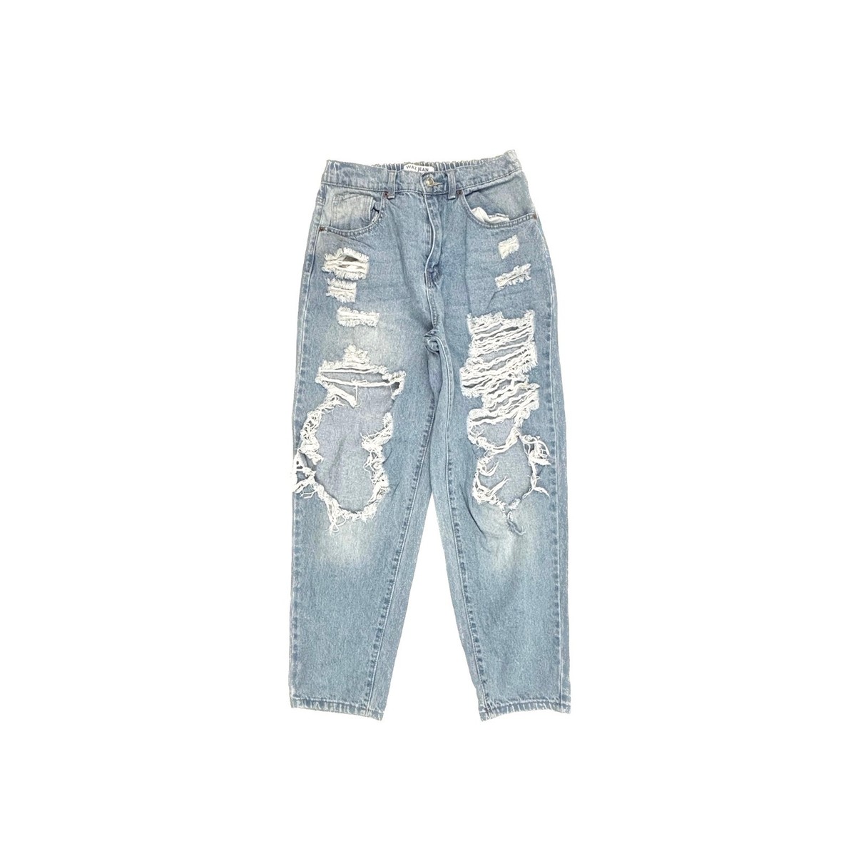Wax Jean Back Elastic Distressed Straight Women's size L