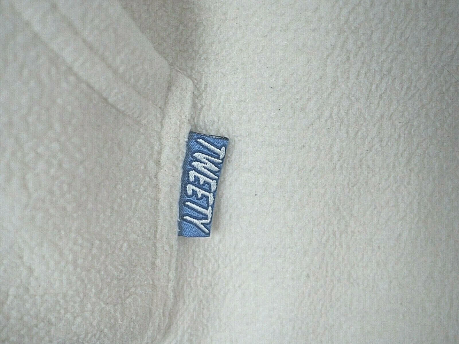 OFF WHITE Felpa con cappuccio vintage anni 90 Y2K Looney Toons Tweety Bird Warner Bros avorio ricamo pile M