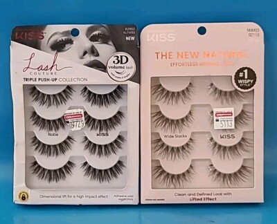 2× KISS the New Natural, WIDE SLACKS, 12 Mm & Lash COULTURE 4 PAIRS 92110 /82903
