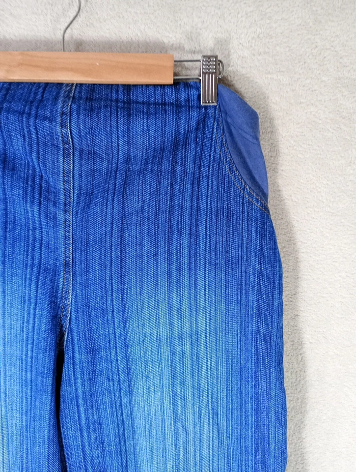 Mothercare Jeans Maternity 12 Blue Denim Y2K Vintage Blue Denim Wide Leg Cropped - image 3 of 4