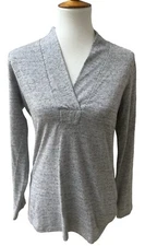 Cabi 3060 Fleck Gray Placket Tee Shirt Women’s Small Long Sleeve