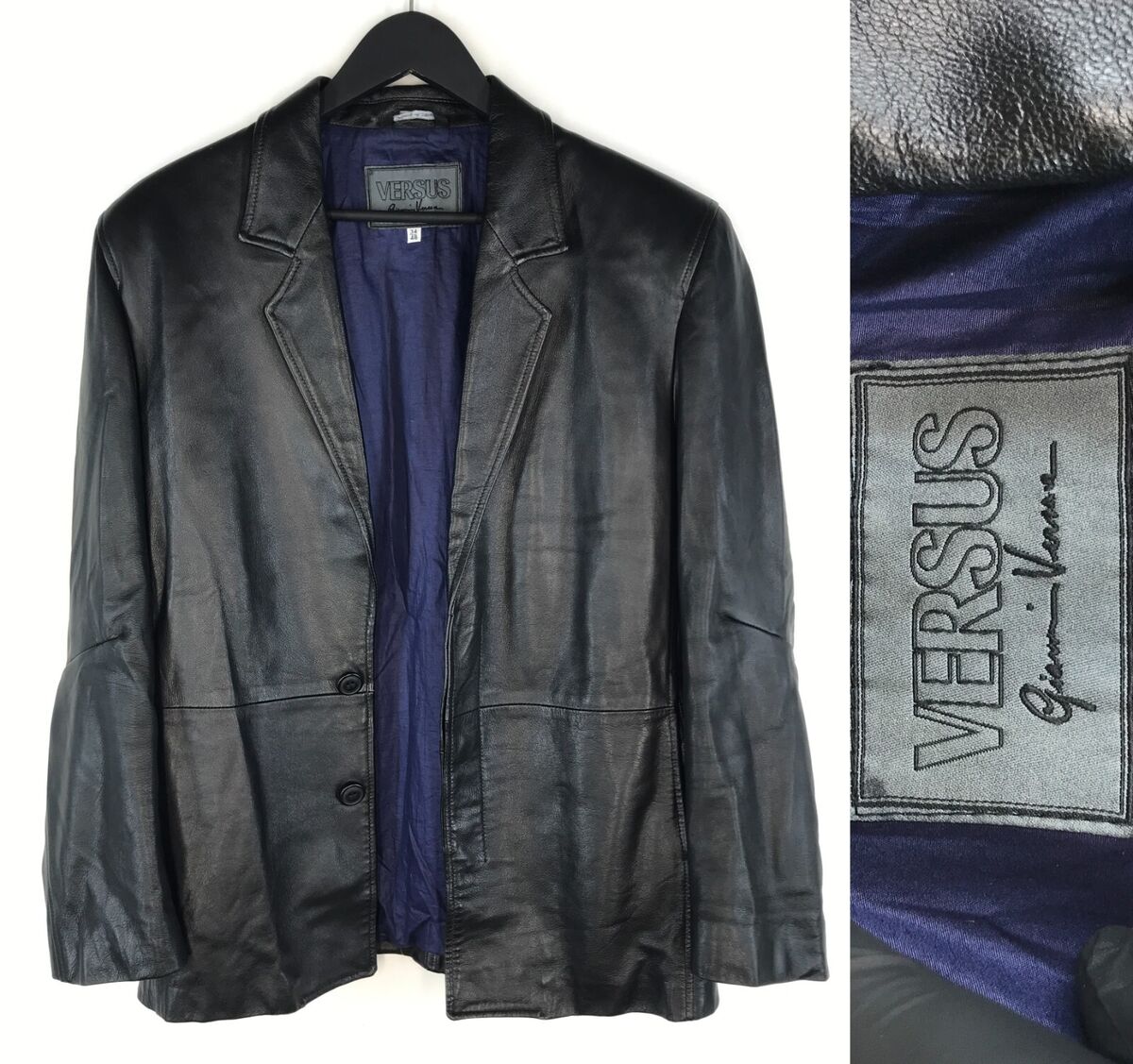 VTG Men's Gianni Versace Versus Leather Black Jacket Coat VTG Men's Gianni Versace Versus Leather Black Jacket Coat