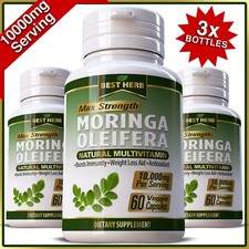 3 BOTTLES ORGANIC MORINGA OLEIFERA 10:1 EXTRACT PURE MULTI VITAMIN IMMUNE SYSTEM
