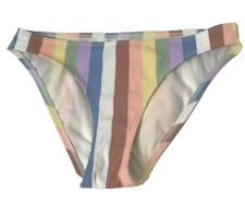 Juniors Xhilaration Cheeky Ribbed Multicolored Striped Swim Bikini Bottom M 4-6