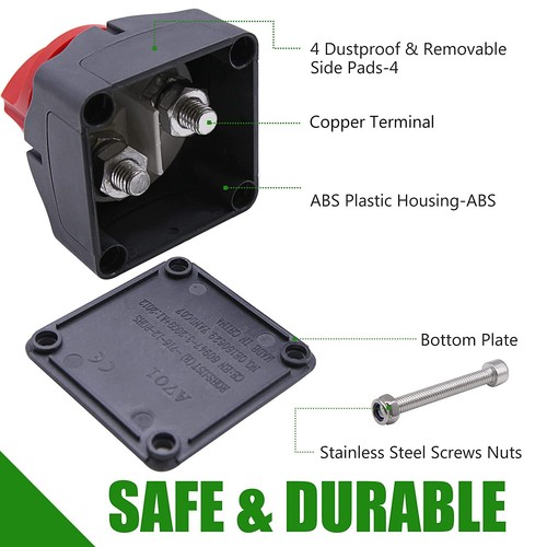 Battery Switch Isolator Cut Off Kill for Knob Marine Boat Camper Truck 12V 600 A - Picture 9 of 17