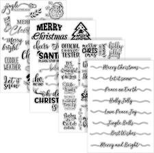 4 Sheet Christmas Words Clear Stamps Greeting Words Santa Xmas Tree Pattern Si