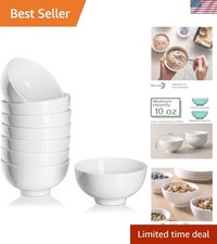 10 OZ Small Dessert Bowls - 4.5" Ceramic Cereal Bowls Set of 8 - Porcelain Of...