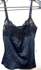 VTG 90s Y2K Black Nylon Camisole Lace trim sz 32/S Vassarette USA fairy cami