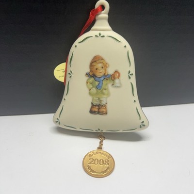 MJ HUMMEL 2008 Danbury Mint Girl with Bell Hanging Christmas Ornament