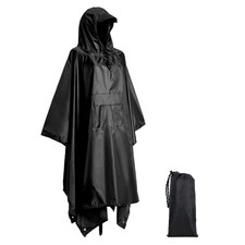 Accevo Waterproof Rain Poncho for Men Women Lightweight Rainwear Black