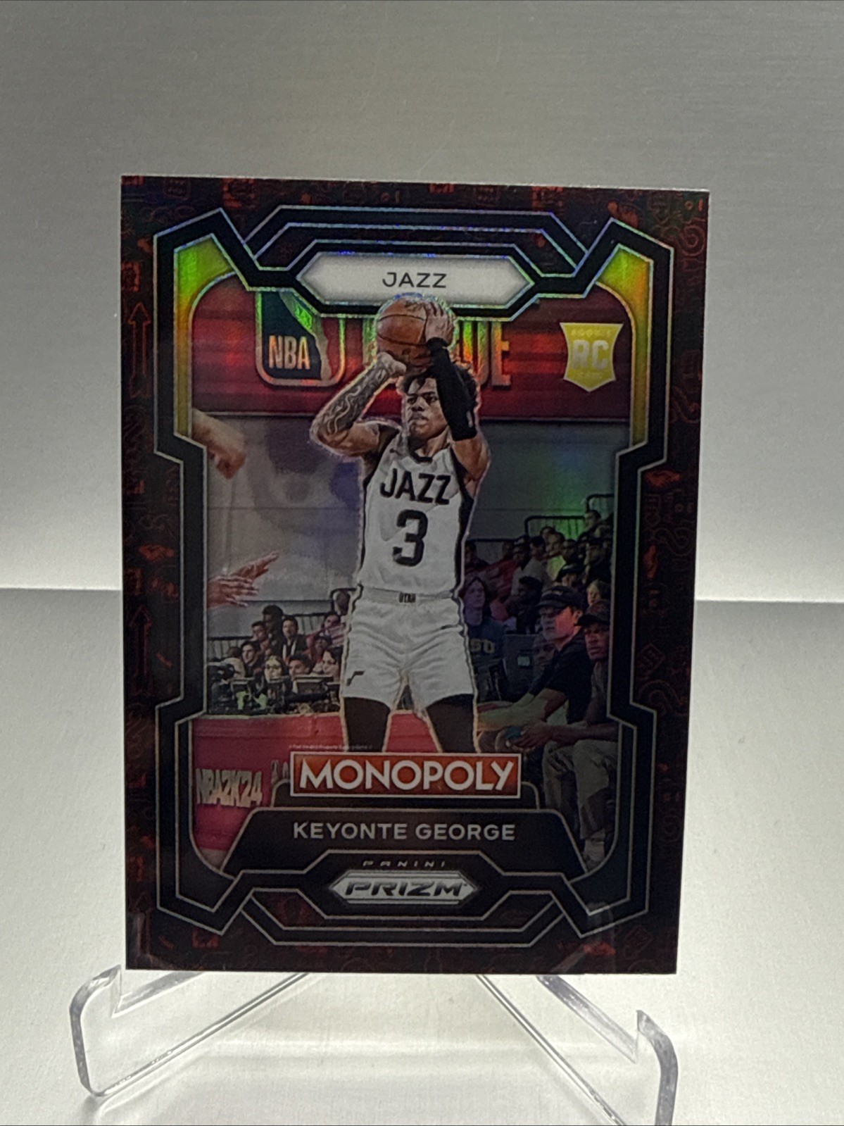 2023 2024 Prizm Monopoly Keyonte George Red Icons Pattern Rookie Card Utah RC