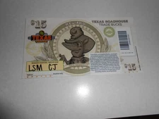 Lot of 5 Texas Roadhouse 15.00 Dollar Trade Bucks