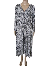 Lane Bryant Black Floral Crossover Floral Fit N Flare Dress size 22-24