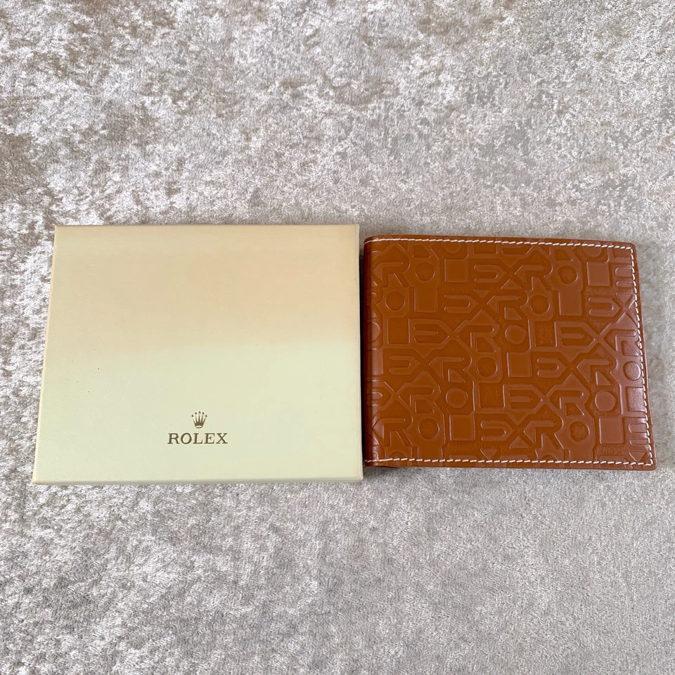 Carteira Rolex Jubileu Marrom Couro Bifold Em Relevo Presente VIP com Estojo - Imagem 3 de 4