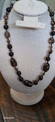 Beautiful Beaded Hand Knotted Smokey Quartz Necklace