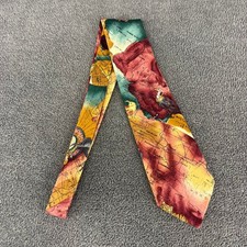 Jonathan Bennett Tie Mens Multicolor Vintage Map Cotton USA Made Travel Core