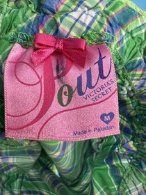 Y2K Pout Victoria&rsquo;s Secret Cotton Green Plaid 2 Pieces Pajama Set Size: M