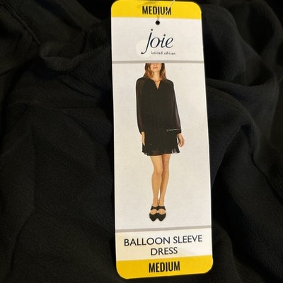 Joie Caviar Balloon Sleeve Dress Black New With Tags Medium MSRP 378.00