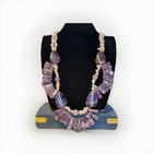 Rare Large Amethyst With Crystal Quartz Accent Runway Necklace 24inch  — photo 3