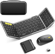 Foldable Keyboard Mouse Combo, Bluetooth 2.4G BT5.0 - Usb C Rechargeable