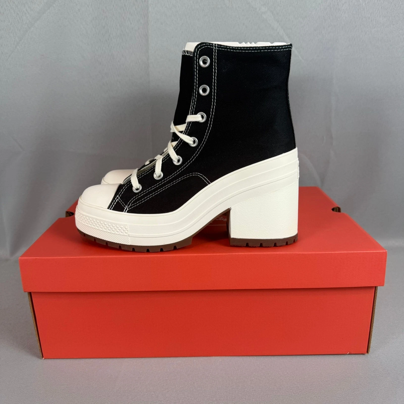 Scarpe Converse Chuck 70 De Luxe tacco donna 9 5 nere plateau grosso A05347C nuove