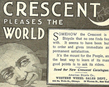 c. 1898 Crescent Bicycles Ad-Anthropomorphic Earth-Western Wheel Works- 1/4 Moon