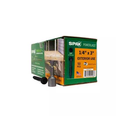 SPAX Lag Screws 1/4 x 3 in Exterior Hex Head PowerLags Structural Wood Deck 50ct