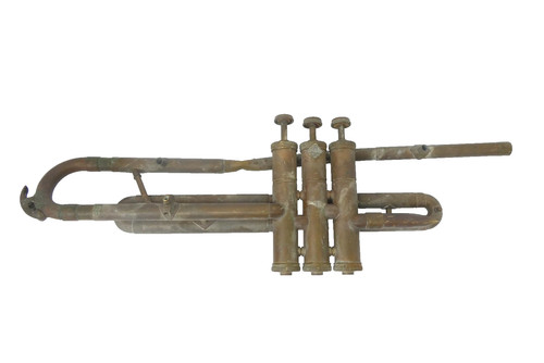 Broken Damaged Antique Old 48879 Cut Trumpet Decorative Musical Instrument Parts