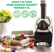 Yonanas 988BK Deluxe Vegan, Dairy-Free Frozen Fruit Soft Serve Maker, Includes 7
