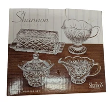 Shannon Crystal 6-Piece Hostess Set Creamer Sugar Butter Dish and Gravy Boat