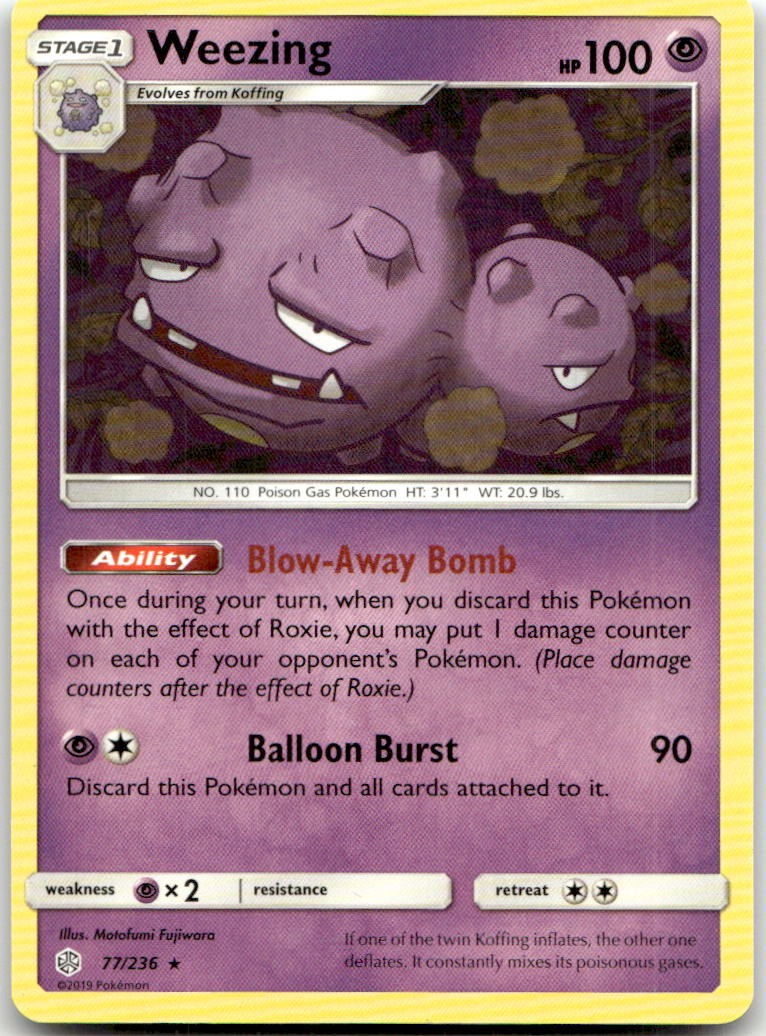 Weezing 77/236 Rare Cosmic Eclipse Pokemon Near Mint