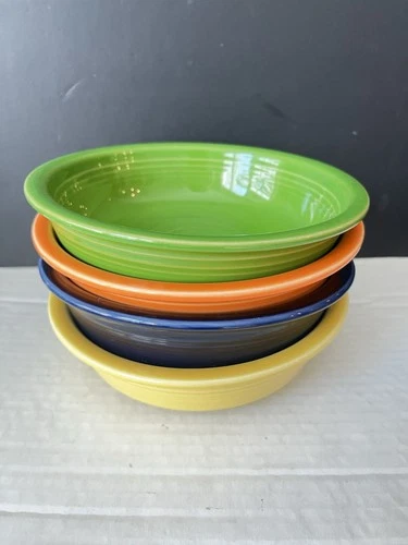 Lot 4 Fiestaware Mixed Colors Cereal Bowls 7”Fiesta Orange Blue Green Yellow