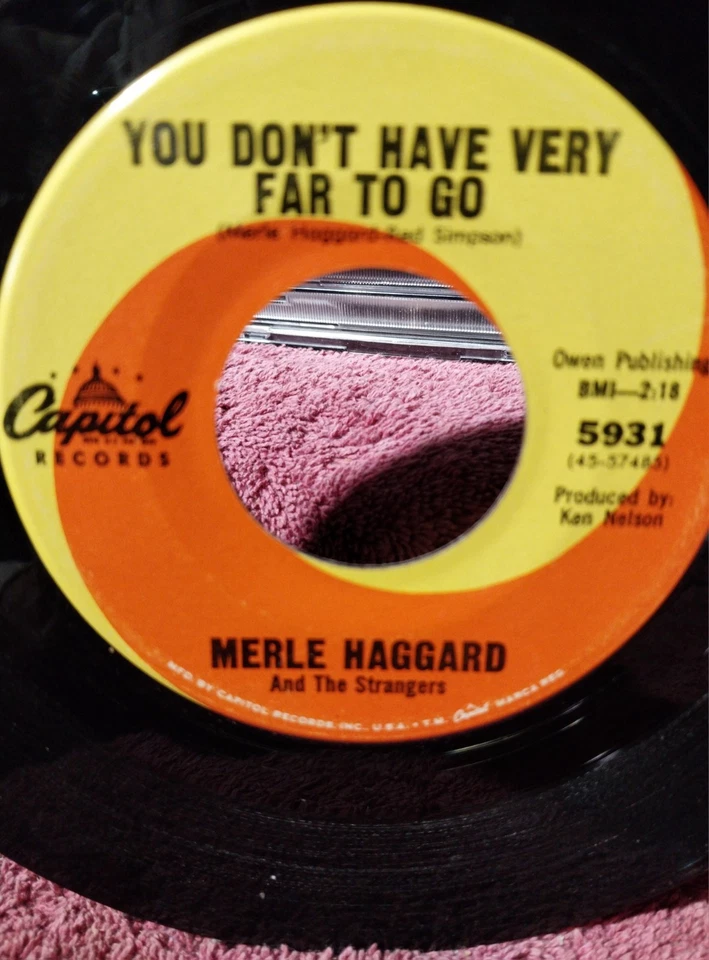 Merle Haggard 45 Vinyl Recording - Image 2 of 4