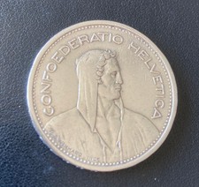 5 Schweizer Franken Confoederatio Helvetica 1932 B Randprägung Dominus Providebs